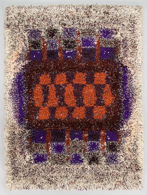 Terttu Tomero, a long pile rya rug, model for Neovius, ca. 155 x 115 cm. - Bukowskis Rya Rug, Rug Patterns, Bukowski, Rug Pattern, Fiber Art, Finland, 1960s, Weaving, Art Design