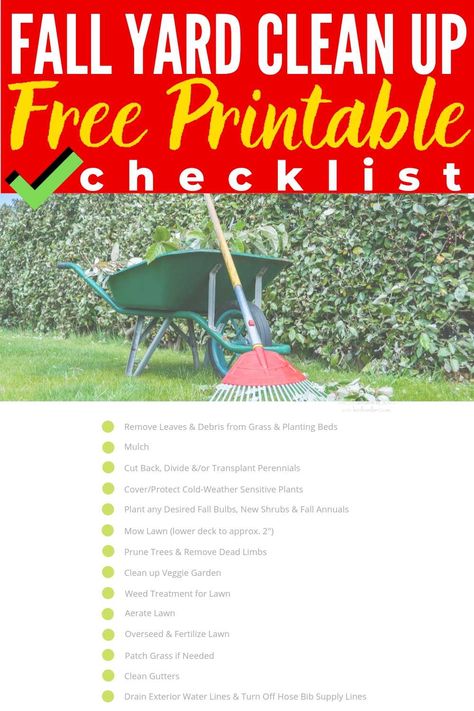 Fall Yard Work Checklist, Fall Yard Clean Up Checklist, Fall Cleanup Yard, Fall Yard Clean Up, Yard Clean Up, Yard Clean Up Tips, Clean Up Checklist, Fall Yard Work, Tidy Tips