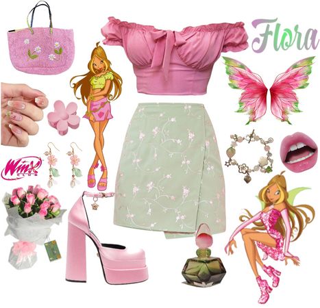 Winx || Flora Outfit | ShopLook Flora Winx Inspired Outfit, Winx Inspired Outfit, Fairy Aesthetic Clothes, Winx Characters, Rosetta Fairy, Casual Elegant Outfits, Fairy Core Outfits, Winx Flora, Fairy Aesthetic