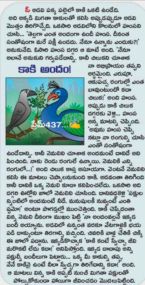 Moral Stories For Kids Telugu, Telugu Stories For Kids, Small Moral Stories, Telugu Moral Stories, Small Stories For Kids, Good Moral Stories, Stories With Moral Lessons, Plane Crafts, Study Sheets