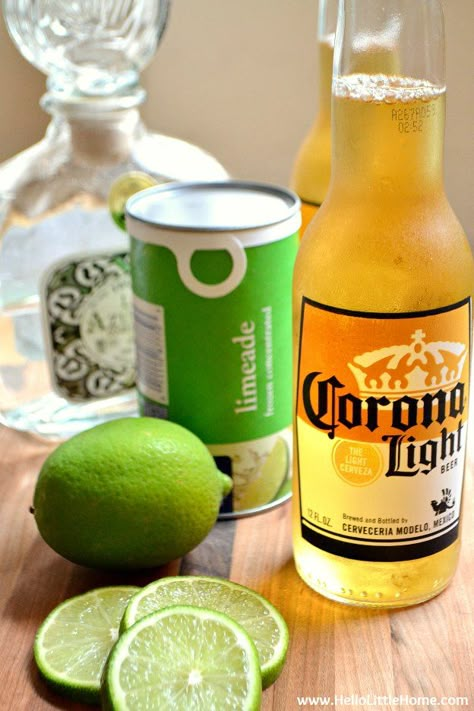 Beerrita Recipe Beer Margaritas, Margarita With Beer And Limeade, Tin Can Margarita Recipe, Beergarita Recipe Pitcher, Corona Beer Margarita, Beer And Tequila Drink, Beer Punch Recipes, Coronarita Recipe Beer Margaritas, Beer Rita Recipe