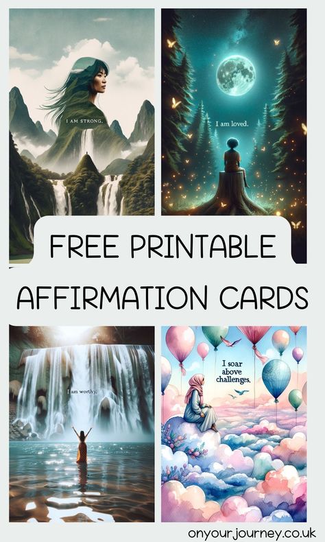 18 Beautiful Free Printable Affirmation Cards for Women - On Your Journey Free Printable Affirmation Cards, Affirmation Cards Printable, Cards For Women, Arts And Crafts For Adults, Positive Vibes Quotes, Positive Mantras, Witchy Aesthetic, Positive Affirmation Cards, Divine Connections