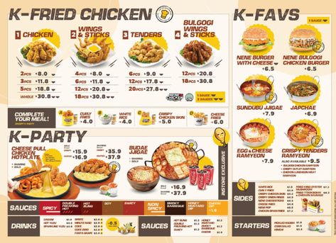 Are you a fried chicken lover? If yes, then Nene Chicken Singapore is the best place for... The post NeNe Chicken Singapore Menu 2023 With Updated Price List appeared first on SGP Menu. Korea Menu Design, Fried Chicken Menu Design, Singapore Foods, Harvest Chicken, Starters Menu, Chicken Items, Chicken Menu, Korea Food, Poster Food