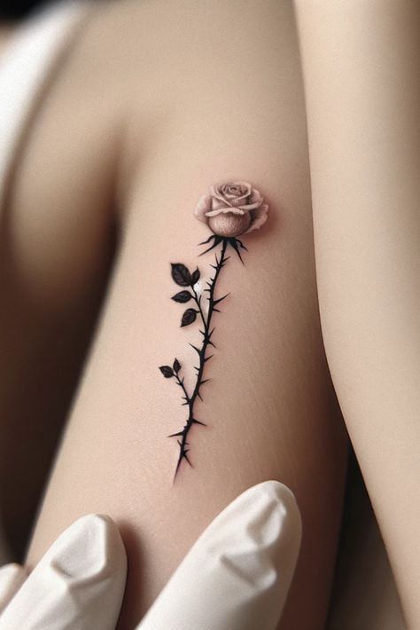 Tatoos Female Ideas, Tattoo Flower Designs For Women, In Honor Of Tattoos, Glitter Rose Tattoo, All White Tattoos, Tattoo For Older Women, Unique Rose Tattoos For Women, Mom 2 Daughters Tattoos, Pink And Black Tattoo Ideas