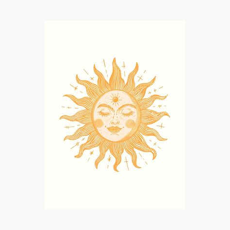 Get my art printed on awesome products. Support me at Redbubble #RBandME: https://www.redbubble.com/i/art-print/Boho-Sun-by-newtotem/163600245.1G4ZT?asc=u Sun Illustration Art, Greek Sun, Sun Motif, Sun Painting, Sun Illustration, Boho Sun, Sun Face, Sun Designs, Sun Art