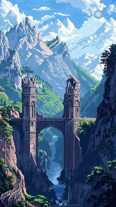 do you like this post Pixel Art Landscape, Vw Art, Cool Pixel Art, Landscape Concept, Pixel Art Design, Art Gallery Wallpaper, Fantasy City, Graphic Wallpaper, Cool Wallpapers Art