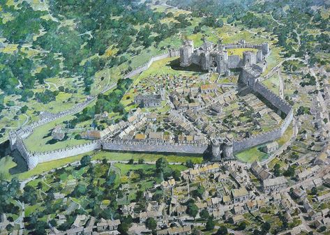 Medieval Walled City, Medieval Town Map, Medieval Town Layout, Medieval Castle Layout, Medieval Kingdom, Castle City, Medieval Architecture, City Layout, Medieval City