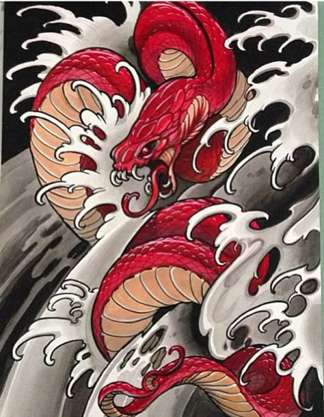 Japanese Snake, Japanese Snake Tattoo, Tattoo Japan, Serpent Tattoo, Snake Tattoos, Japan Tattoo Design, Snake Tattoo Design, Irezumi Tattoos, Asian Tattoos