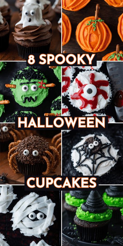 Halloween Cupcakes Ideas Easy, Scary Halloween Cupcakes, Halloween Cupcake Decorating Ideas, Halloween Themed Cupcakes, Easy Halloween Cupcakes, Halloween Themed Desserts, Halloween Cakes Easy, Halloween Cupcakes Decoration, Spider Cupcakes