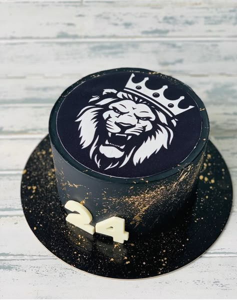 Lion Cake For Men, Unique Cake Designs For Men, 24 Birthday Cake, Leo Cake, Birthday Party Ideas Adult, Cake For Father, Bolo Black, Lion Birthday Cake, Birthday Cake For Father