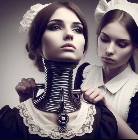 Bizarre Fashion, Posture Collar, Cocktail Waitress, Neck Rings, Goth Steampunk, Scarf Women Fashion, Scarf Women, Photos Of Women, Neck Collar