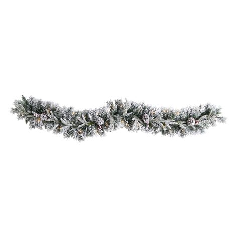 Nearly Natural 6’ x 8" Pre-Lit Flocked and Pine Cones Artificial Christmas Garland, Clear LED Lights - Walmart.com White Christmas Garland, Battery Operated Garland, Faux Garland, Flocked Garland, Pre Lit Garland, C9 Christmas Lights, Indoor Holiday Decor, Christmas Wreaths & Garlands, Artificial Christmas Garland