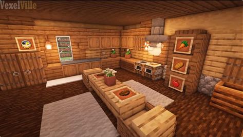 Minecraft Interior Design Kitchen, Minecraft Interior Design Ideas, Minecraft Bakery, Minecraft Kitchen Design, Kitchen Minecraft, Large Kitchen Design, Minecraft Barn, Minecraft House Interior, Minecraft Kitchens