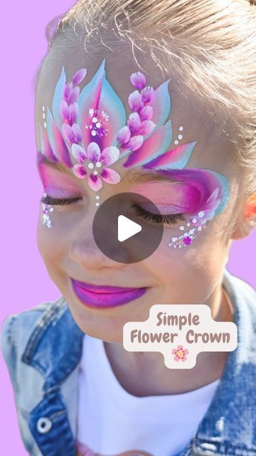 Face Painting Princess Easy, One Minute Face Painting, Flamingo Face Paint, Facepainting Ideas Easy, Unicorn Makeup Ideas, Cute Face Paint Ideas, Flower Face Paint, Frozen Crown, Simple Flower Crown