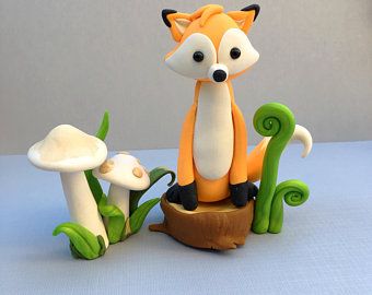 Fox woodland cake topper clay,baby shower or birthday keepsake polymer clay cake topper,animal clay ornament figurine, Christmas Clay Ideas, Fox Cake Toppers, Woodland Cake Topper, Clay Fox, Clay Gnomes, Animal Clay, Fox Cake, Easy Polymer Clay, Polymer Clay Cake