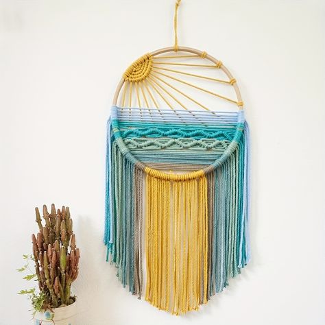 Tapestry Room, Boho Macrame Wall Hanging, Handwoven Tapestry, Decoration Background, Sunrise And Sunset, Bedroom Wall Hangings, Sunset Wall, Bohemian Handmade, Cotton Crafts