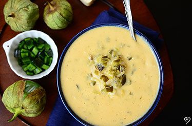 Roasted Poblano and White Cheddar Soup with Tomatillos Prepped Dinners, Roasted Poblano Soup, White Cheddar Soup, Roasted Pepper Soup, Poblano Soup, She Crab Soup, Irish Beef Stew, Slow Cooker Chili Recipe, Roasted Poblano