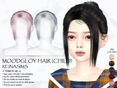 The Sims Resource - 74 Moodgloy hair(Child) Sims 4 Cc Hair Kids Girl, Toddler Hair Sims 4, Cc Makeup, Mod Hair, Sims 4 Traits, Sims 4 Cc Kids Clothing, Sims Packs, Pelo Sims, Sims 4 Children