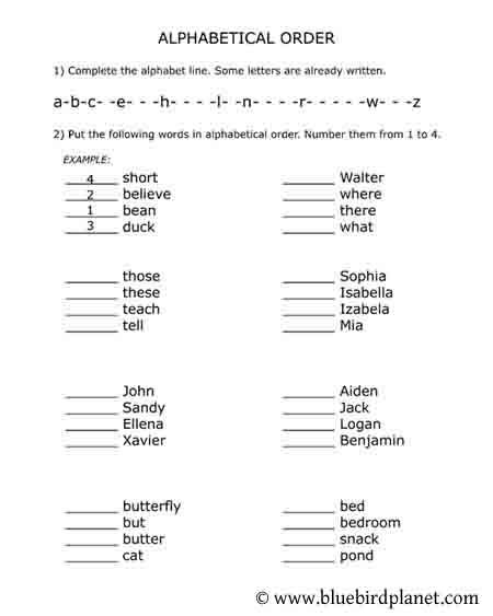 Free printable worksheets for preschool, Kindergarten, 1st, 2nd, 3rd, 4th, 5th grades. Alphabetical Order. Alphabetical Order Activities, Alphabetical Order Worksheets, Abc Order Worksheet, Alphabet Line, List Of Names, Worksheets For Grade 3, Word Work Centers, Abc Printables, English Grammar Worksheets