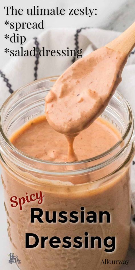 This family favorite Zesty Russian Dressing Recipe will take your taste buds on a flavor rollercoaster ride. Get ready to dip, spread, or dress up your meals with creamy goodness that brings life to everything it touches. Keto Russian Dressing, Spicy Thousand Island Dressing Recipe, Best Russian Dressing Recipe, Chicken With Russian Salad Dressing, Russian Sauce, Creamy Dressing Recipe, Russian Sauce Reuben Sandwich, Russian Dressing Recipe, Russian Salad Dressing