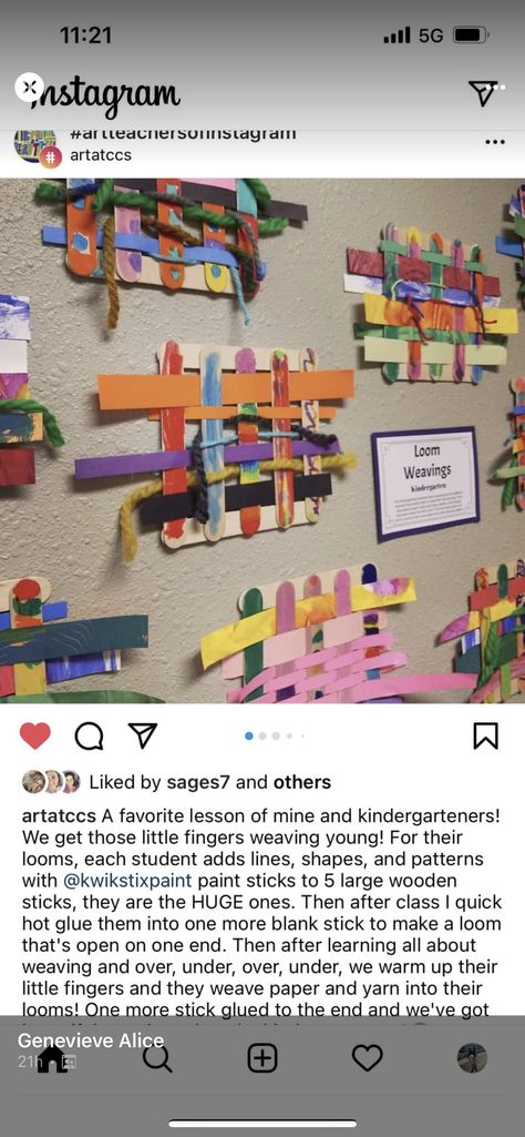 Preschool Weaving Craft, Art Lesson For Preschoolers, Fun Kindergarten Art Activities, 1st Grade Weaving Art Lesson, Paper Weaving Elementary Art, Makerspace Art Projects, Kindergarten Weaving Projects, Elementary Art Kindergarten, Weaving For Kindergarten