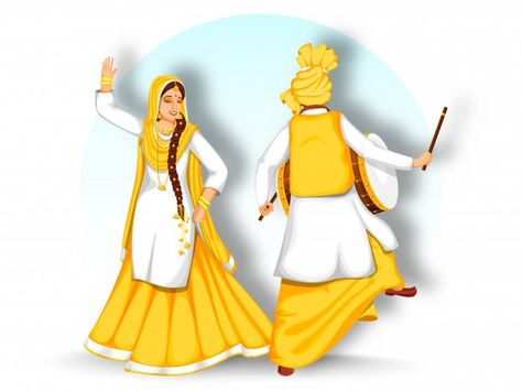 Dandiya Sticks, Bhangra Dance, Dance Forms, Punjabi Culture, Happy Pongal, Dancing Drawings, White Mandala, Mandala Floral, Punjabi Outfits