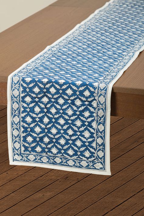 Floral Block Print, Block Printed Textiles, Authentic Beauty, Printed Table Runner, Indian Block Print, Rajasthan India, Table Ideas, Wooden Blocks, Napkins Set