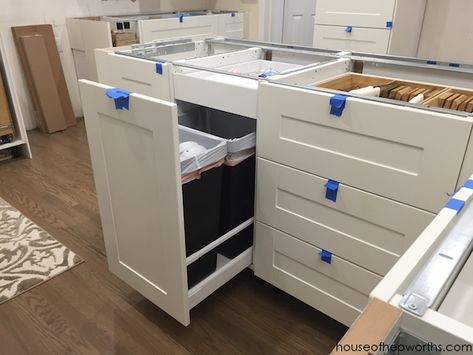 Everything you want to know about building a custom IKEA kitchen island - House of Hepworths Ikea Kitchen Island With Seating, Ikea Kitchen Drawers, Kitchen Island Hack, Kitchen Island With Drawers, Kitchen Renovation Diy Ideas, Build Kitchen Island, Island Drawers, Ikea Island, Cabinet Island