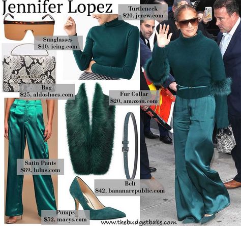 Jlo Casual Outfits, Satin Trousers Outfit, Green Wide Leg Pants Outfit, Trousers Outfit Winter, Satin Pants Outfit, Wide Leg Pant Outfit, Green Pants Outfit, Wide Leg Pants Outfit, Winter Pants Outfit