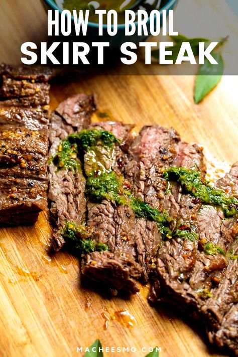 Broiled Skirt Steak is a perfect alternative to using the grill and always turns out great. This version is ready in a few minutes! I serve it with a Thai basil sauce! Oven Skirt Steak, Skirt Steak Broiled Recipe, Broiled Skirt Steak In Oven, Skirt Steak Oven, Skirt Steak Recipes Oven, Skirt Steak In Oven, Thai Basil Sauce, Cooking Skirt Steak, Hamburger Recipes Easy