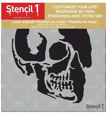 575 Denim Stencil1? Skull Profile - Stencil x 6\" #Denim#Stencil#Profile Skull Profile, Crown Stencil, Sheet Metal Art, Skull Stencil, Halloween Stencils, Sweet Drawings, Tree Stencil, Large Stencils, Plastic Stencil