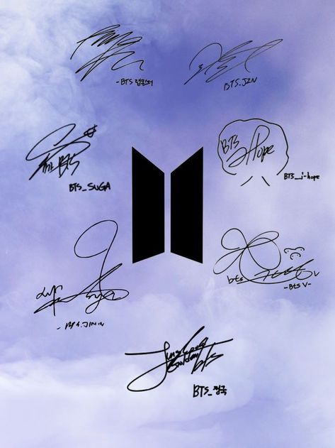 Signs Wallpaper, Card Des, Bts Signatures, Bts Logo, Wal Paper, Bts Wallpaper Desktop, Bts Army Logo, Music Collage, Suga Bts Swag