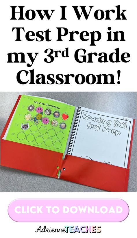 how i run a test prep program in my classroom to prepare my students for the third grade reading SOL state test Third Grade State Test Prep, 3rd Grade Test Prep, Teaching Third Grade Reading, 3rd Grade Standards, Test Prep Strategies, Teaching 3rd Grade, Staar Test, Test Taking Strategies, Teaching Third Grade