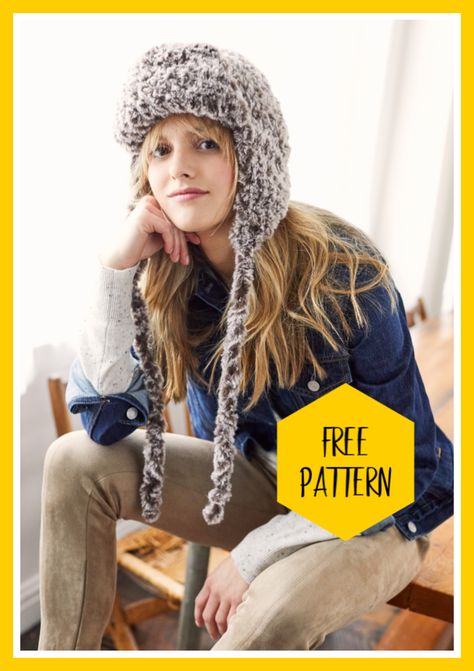 Nana's Favorites brings you another FREE pattern. This faux fur hat is easy and fast to crochet. Makes a great Christmas gift! Farmers House, Diy Macrame Projects, Fur Crochet, Crochet Apparel, Crochet Project Free, Fur Trapper Hat, Yarn Hats, Crocheted Hats, Faux Fur Hat