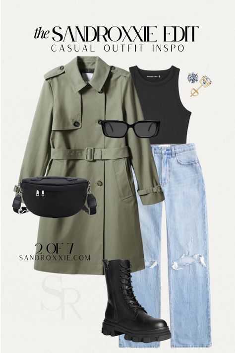 All items linked. Street style with a minimal vibe Outfit Combat Boots, Green Coat Outfit, Casual Trench Coat Outfit, Trench Coat Outfit Winter, Trench Coat Outfit Spring, Army Green Outfit, Outfits For The Week, Olive Trench Coat, Rainy Outfit