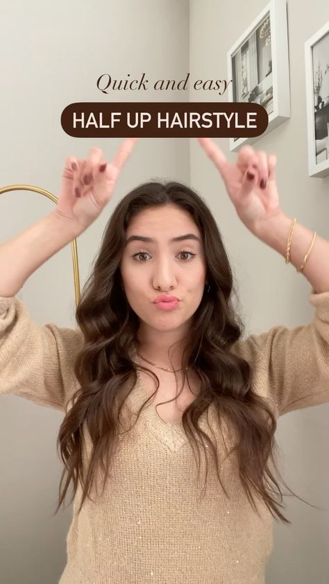 estefiortiz on Instagram: You’ll want to SAVE THIS! Quick and Easy 5 MIN hairstyle. All you need is a brush, elastic bands and hairspray. Let me know what you… 5 Min Hairstyles, 5min Hairstyles, Half Up Hair, Half Up, Up Styles, Elastic Band, All You Need Is, Hair Inspo, Let Me Know