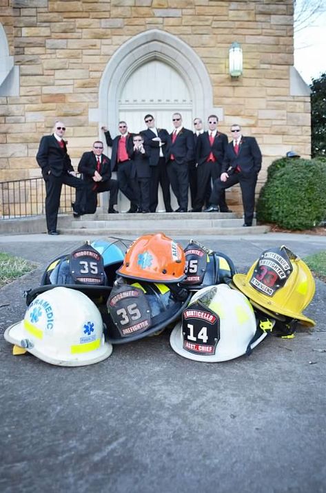 Firefighter Wedding Photos, Fire Department Wedding, Firefighter Engagement Pictures, Firefighter Couple, Fireman Wedding, Firefighter Engagement, Fire Wedding, Firefighter Photography, Firefighters Daughter