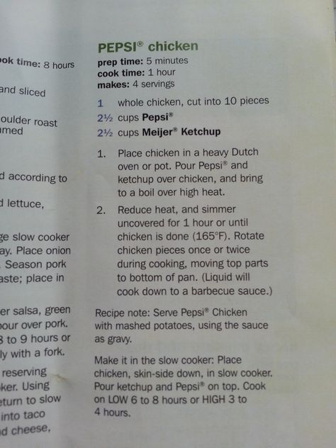 Pepsi chicken Pepsi Chicken Recipes, Pepsi Recipes, Pepsi Chicken, Diet Pepsi, Weekend Cooking, Camp Food, Dutch Oven Cooking, Whats For Lunch, Chicken Dinners