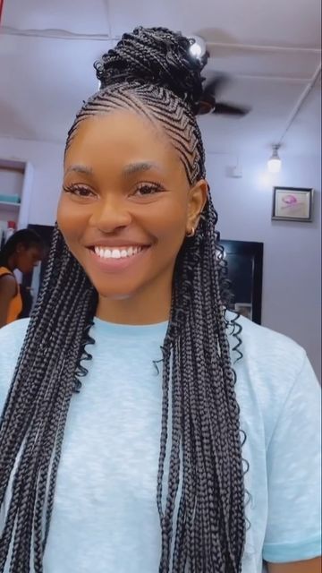 Hair Styles Lines Braids, Latest Conrows Lines And Braids, Half Ghanian Lines Half Braids, Conrows Lines And Braids 2023 Trends, Half Lines And Braids Hairstyles, Back Lines Braids, Line Braids African Hairstyles, Braided Lines Hairstyles African, Lines And Braids Hairstyles