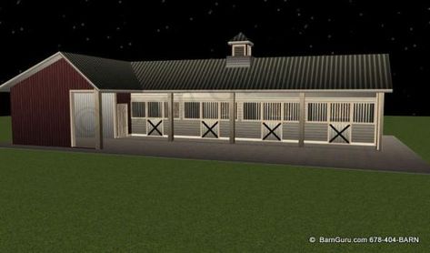 4 Stall Shed Row Horse Barn Shed Row Horse Barn, Barn Floor Plans, Equine Barns, Small Horse Barns, Horse Shed, Horse Barn Ideas Stables, Horse Barn Designs, Horse Shelter, Horse Barn Plans