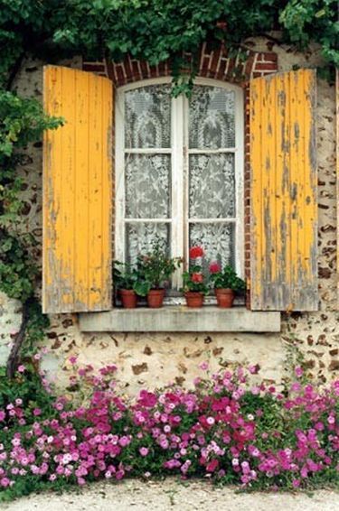 Chic Mudroom, Old Window Shutters, Mudroom Organization, Surrounded By Flowers, Have Inspiration, Beautiful Windows, Old Windows, Window Shutters, Old Doors