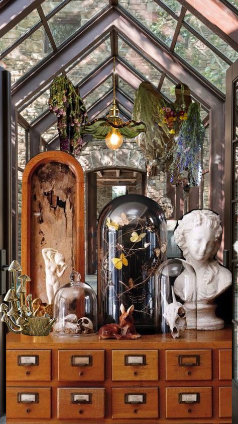 Checkout TheGirlWithTheCatTattoo's Shuffle #whimsigothhome #darkacademia #apothecary #cottagecore #greenhouse Dark Apothecary Aesthetic, Apothecary Cottagecore, Modern Apothecary Aesthetic, Garden Academia, Cottagecore Greenhouse, Dark Academia Science, Spell Room, Dark Apothecary, Cottagecore Witch Aesthetic