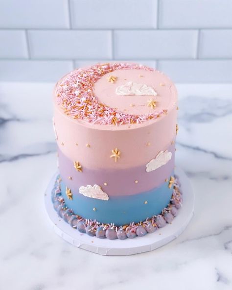 Moon Birthday Cake, Vanilla Bean Buttercream, Two The Moon, Birthday Party Treats, Pink Moon, Vegan Treats, Party Treats, Moon Cake, Buttercream Cake