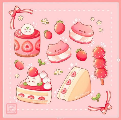 Photo Kawaii, Chibi Food, Sheet Design, 귀여운 음식 그림, Foodie Art, Food Illustration Art, Cute Food Drawings, Cute Food Art, Illustration Cartoon