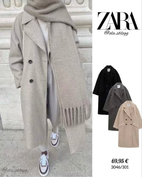 Long Gray Coat Outfit Winter, Zara Coat Outfit, Light Grey Coat Outfit, Gray Coat Outfit, Minimalstyle Outfit, Grey Coat Outfit, Best Winter Outfits, Gray Coat, Street Hijab Fashion