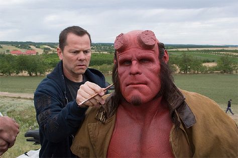 Enter a Monster: How a Hollywood Effects Studio Builds Movie Creatures - The Atlantic Terminator Costume, Hellboy 2004, Hellboy Movie, Golden Army, Hellboy Art, Ron Perlman, Movie Makeup, Studio Build, Facebook Art