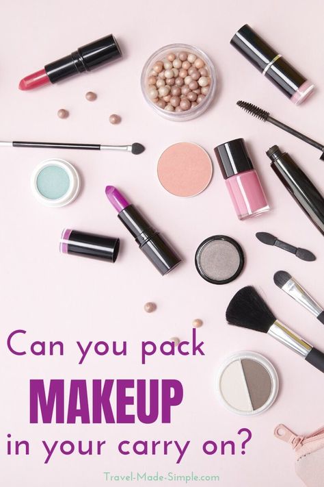 Can you bring makeup on a plane? It's not an easy answer since it depends on the type and the volume of liquids. Read more about makeup in carry on. #packingtips #traveltips #makeup Makeup On Plane, Carry On Makeup, Carry On Packing, Liquid Makeup, Plane Travel, About Makeup, Kid Friendly Travel Destinations, Healthy Snacks For Kids, Packing Tips For Travel