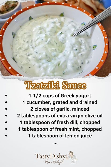 Mom's Flavorful Bites Homemade Sauce Recipes, Salad Dressing Recipes Homemade, Homemade Condiments, Gravy Sauce, Tzatziki Sauce, Fresh Dill, Salad Dressing Recipes, Homemade Sauce, Virgin Olive Oil