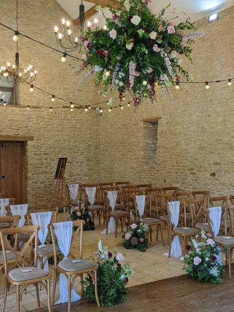 Wedding Barn Lights, Barn Wedding Arch Fairy Lights, Fairy Lights Barn, Broadoaks Country House Wedding, Kingscote Barn, Cripps Barn Wedding, Ceremony Decor, Dress Inspiration, Ceremony Decorations