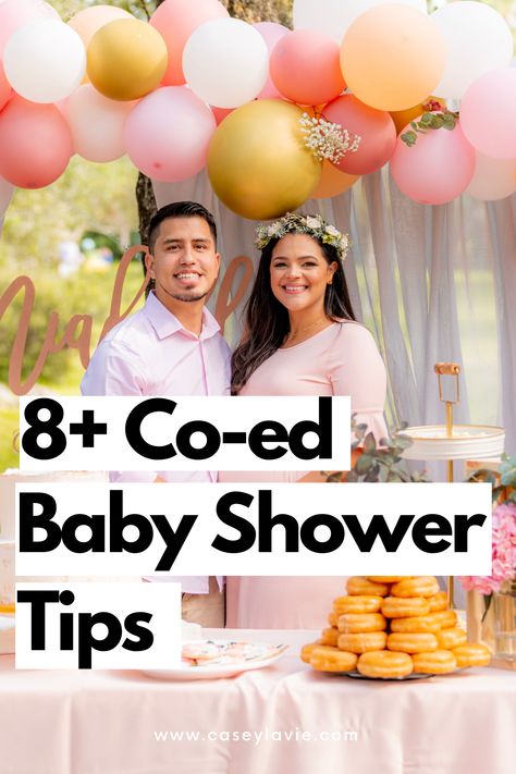 Ready To Pop Baby Shower Ideas Popcorn, How To Host A Baby Shower Tips, Couples Baby Shower Food, Baby Bash Ideas, Coed Baby Shower Food, Baby Shower With Men And Women, Garage Baby Shower Ideas, Coed Baby Shower Food Ideas, Jack And Jill Baby Shower Themes